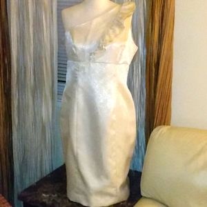 Evan-Picone stone one shoulder